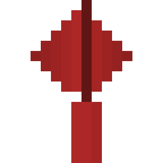 in hand, in red