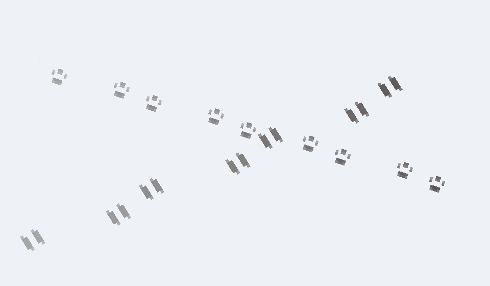 footprints in snow and mud, fading