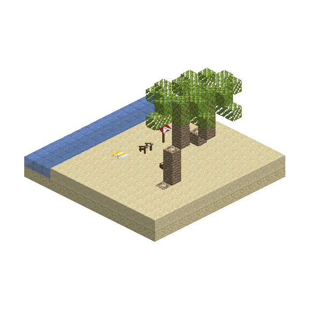 the beach, decorated